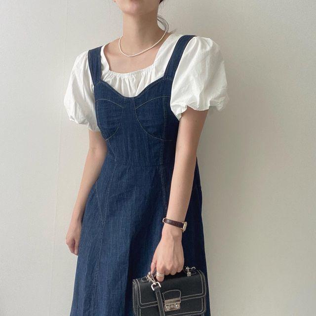 강추 맥시 롱원피스 청원피스 데님원피스 생지원피스 _무드글램