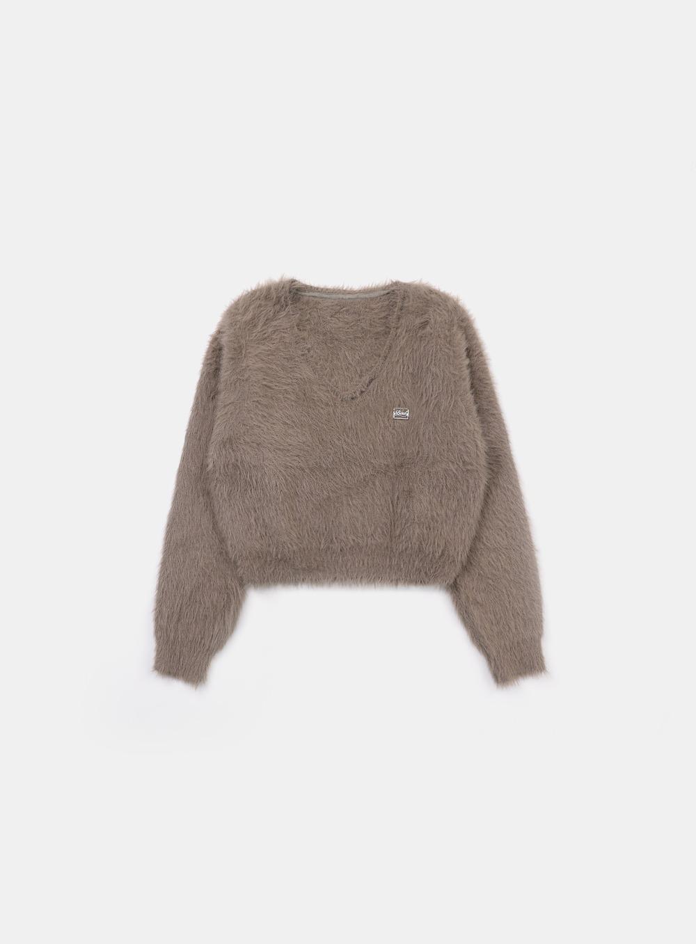 [w-knt24-016] BS Mohair V-neck Sweater - Tobacco