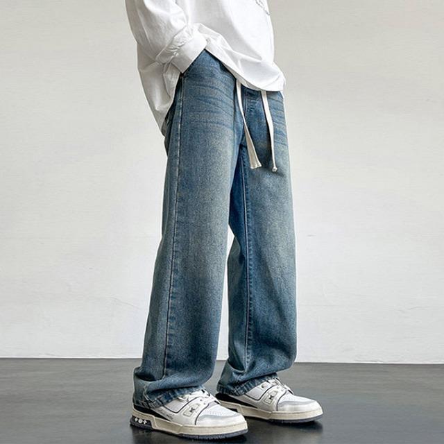 밴딩 일자 와이드 워싱 데님 팬츠 MJ1412 DC (세일/교환반품X) 딥블루 L