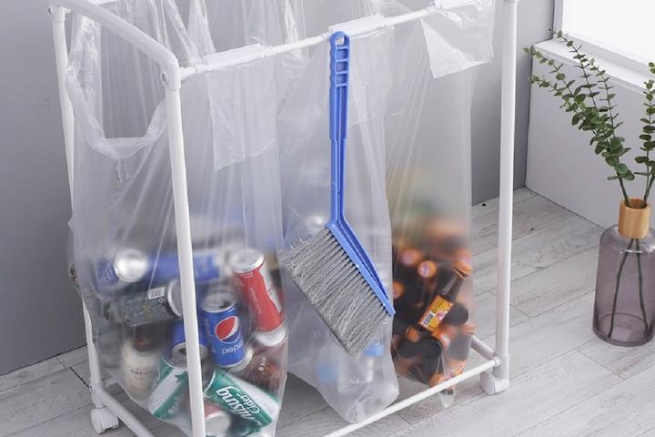 원터치 분리수거함 본체 화이트 이동식