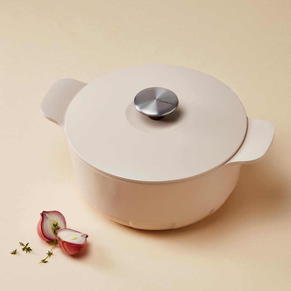 프리미엄 주물 웨이브 IH 양수 냄비 24cm (크림화이트)