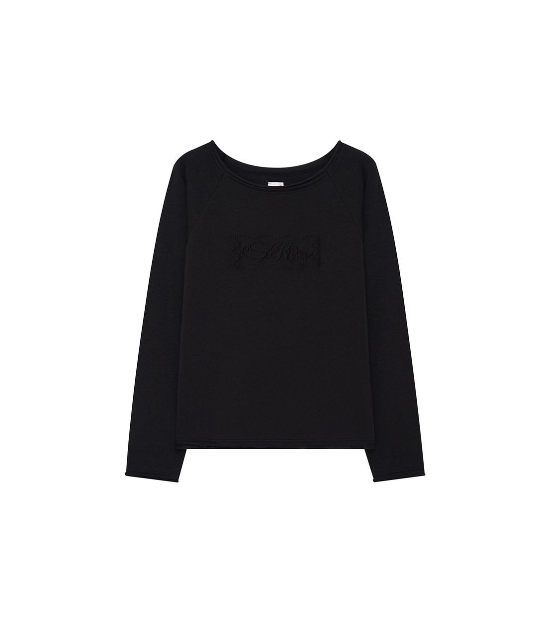 Embossed Hem Long Sleeve Black