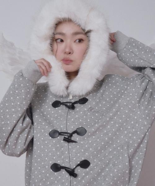 DOT DUFFEL HOOD ZIP-UP  HEATHER GRAY