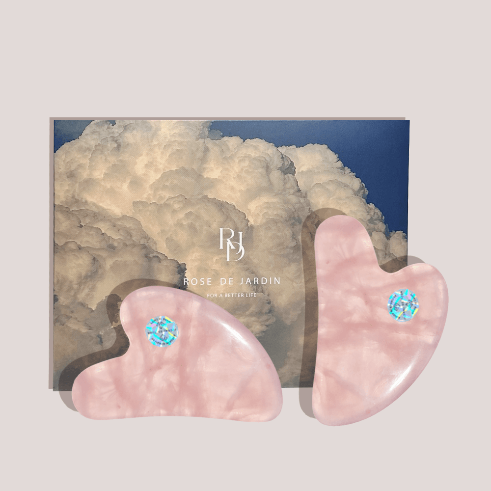 천연 로즈쿼츠 괄사 마사지도구 선물세트3