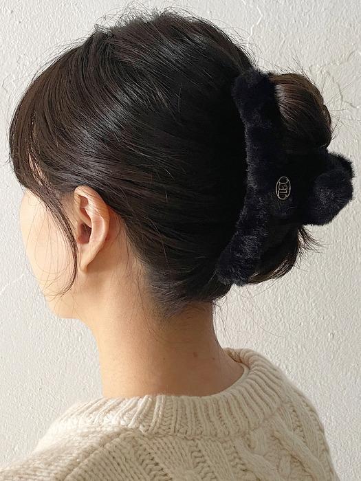 Vintage mood Fur Hair Barrette [Black]