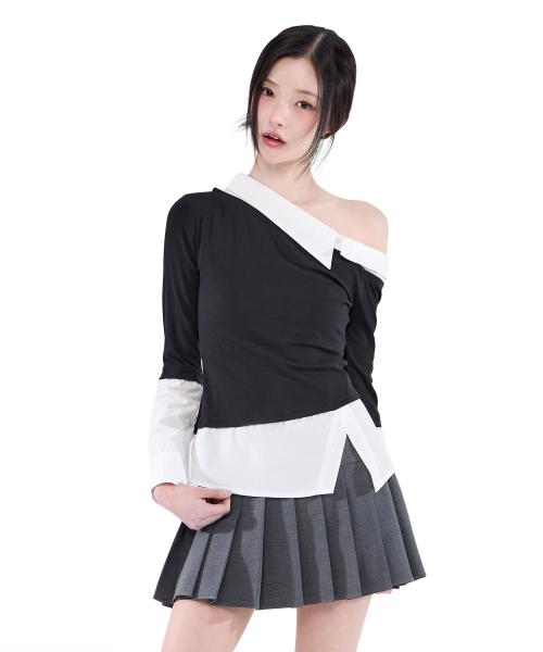 One-Shoulder Layered Top (Black)