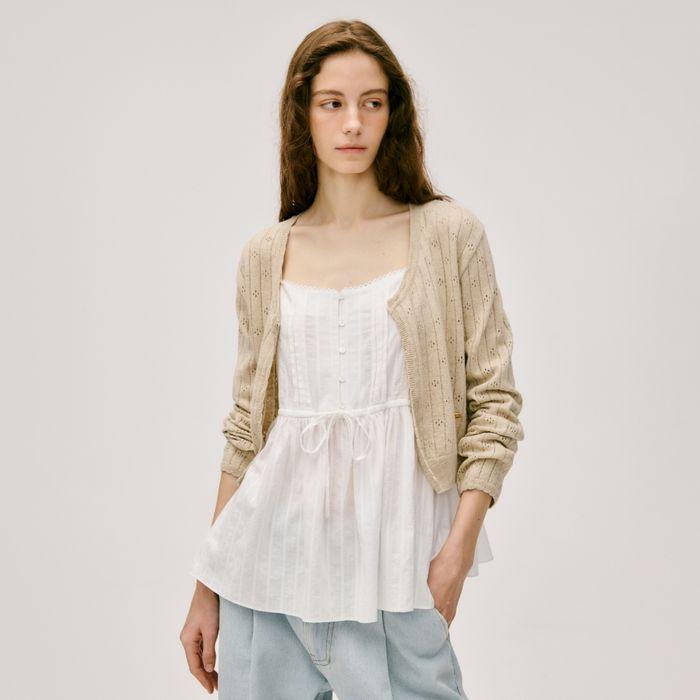 linen cotton skashi cardigan - natural