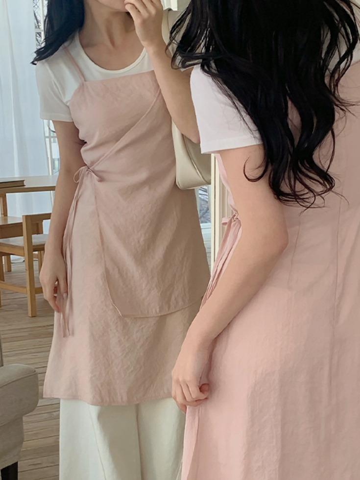 [1천장 돌파✨][트렌드템/체형보완][44-120] 에린트비 뷔스티에 랩스타일 미디 원피스 (끈조절)(봄/신상/데일리룩/데이트룩/여행룩/빅사이즈/레이어드/랩원피스/나시원피스/봄원피스/벚꽃룩/자체제작/120사이즈)