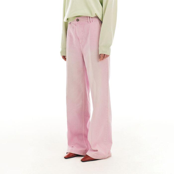 MAT STRAIGHT DENIM PANTS (PINK)