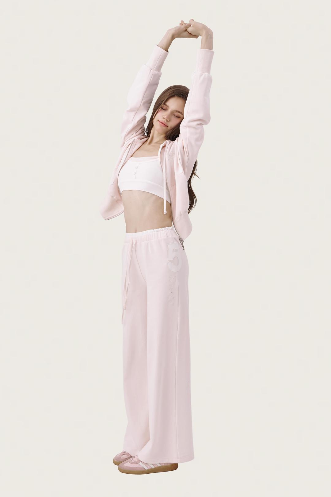 05 Soft double waist straight pants, Soft pink