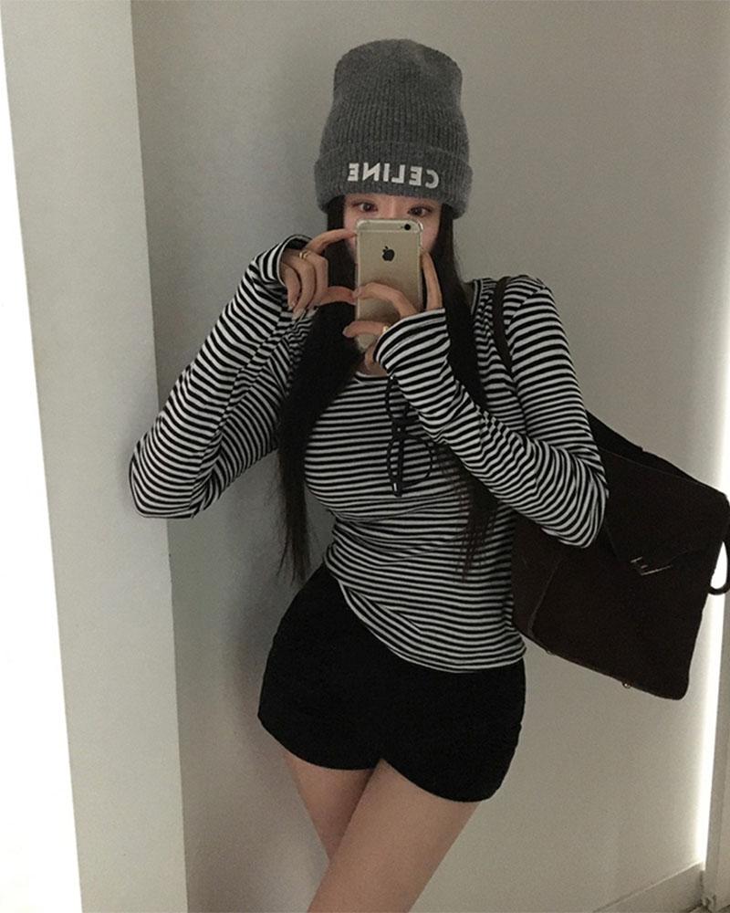 베이델리 [MADE/도트,무지ver.추가]쿠키 단가라 워머 레이어드 티셔츠