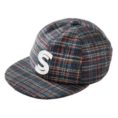 EMBLEM PATCH WOOL CHECK CAP (GREEN)