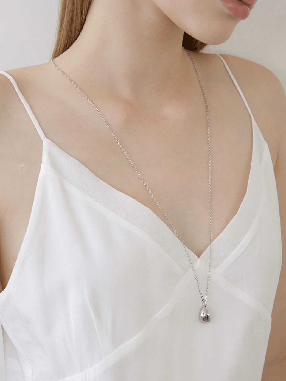 pebble pendant necklace (N041_silver)