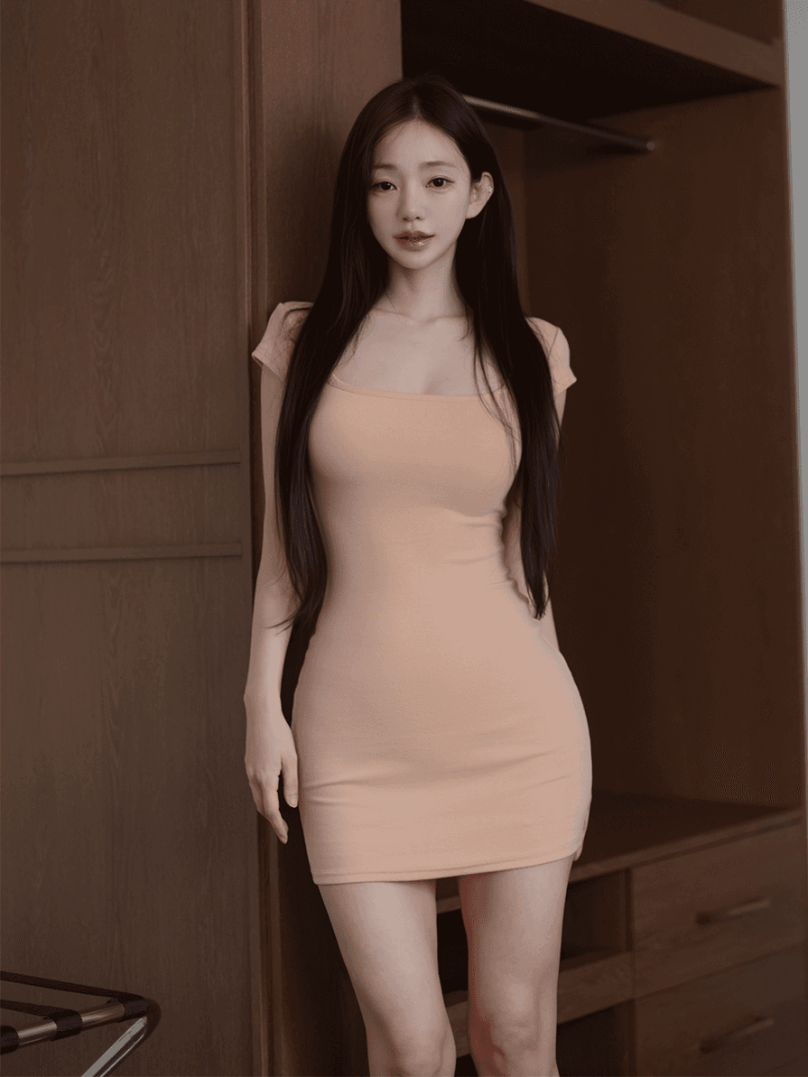 스퀘어넥 슬림핏 원피스