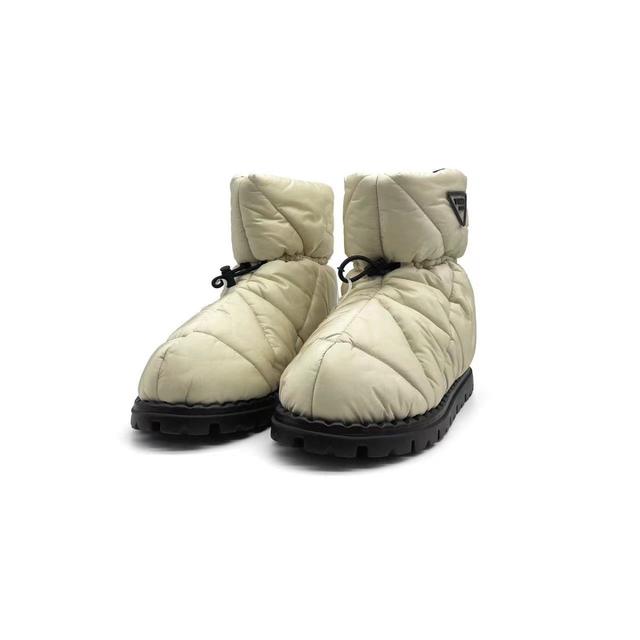 Prada Nylon Colorblock Pattern Snow Boots - 39 / Off White