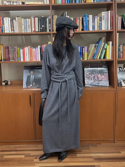 TVF MERINO WOOL TIE KNIT DRESS_2COLORS
