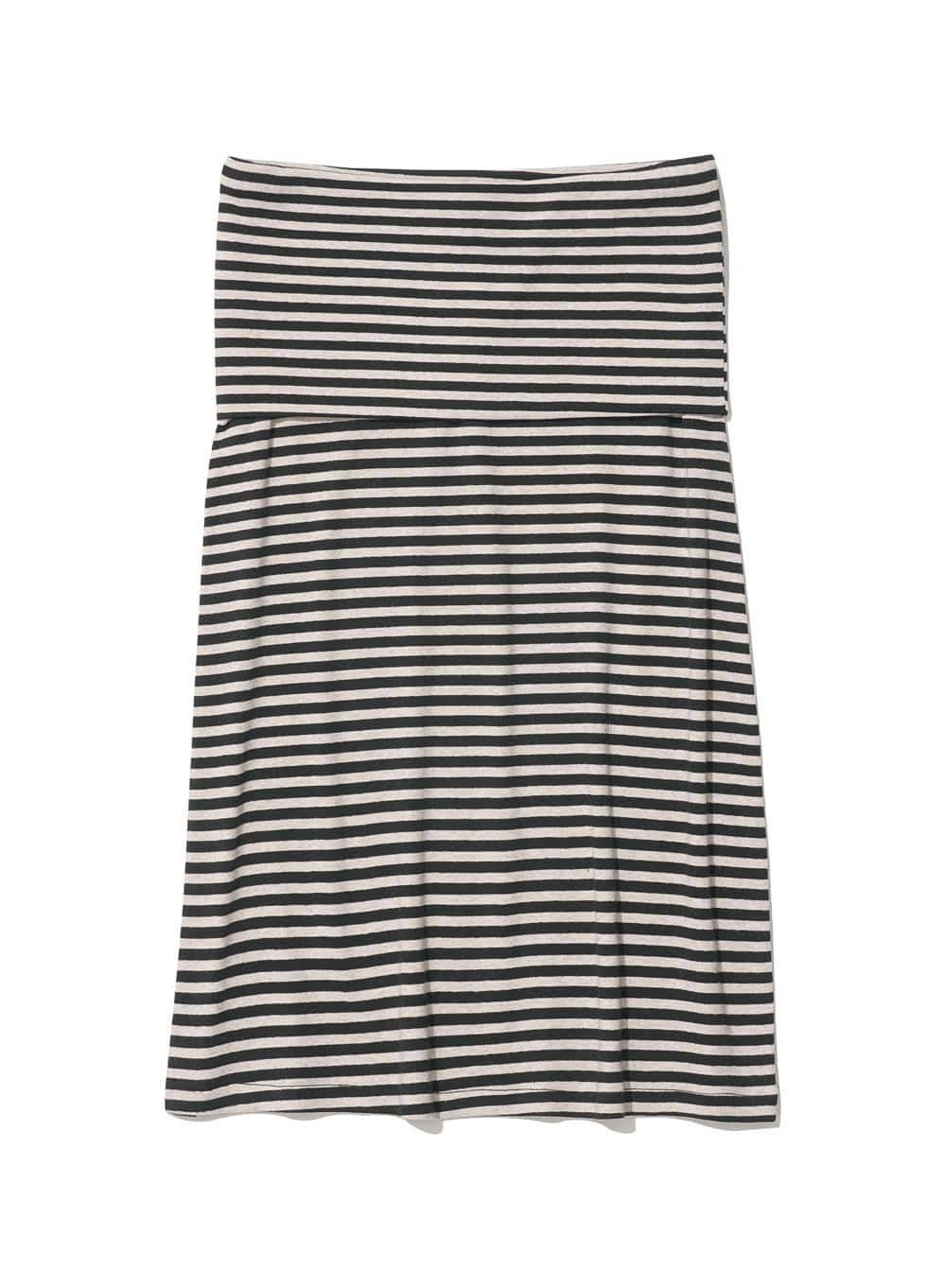 [WOMEN] PWC FOLDING WAIST JERSEY MIDI SKIRT_BLACK STRIPE
