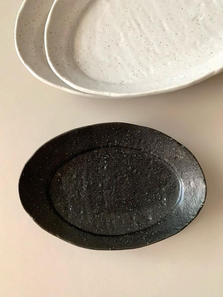아르보샵 무이 타원 접시 브런치 과일 그릇 디저트 타원볼 화이트 블랙