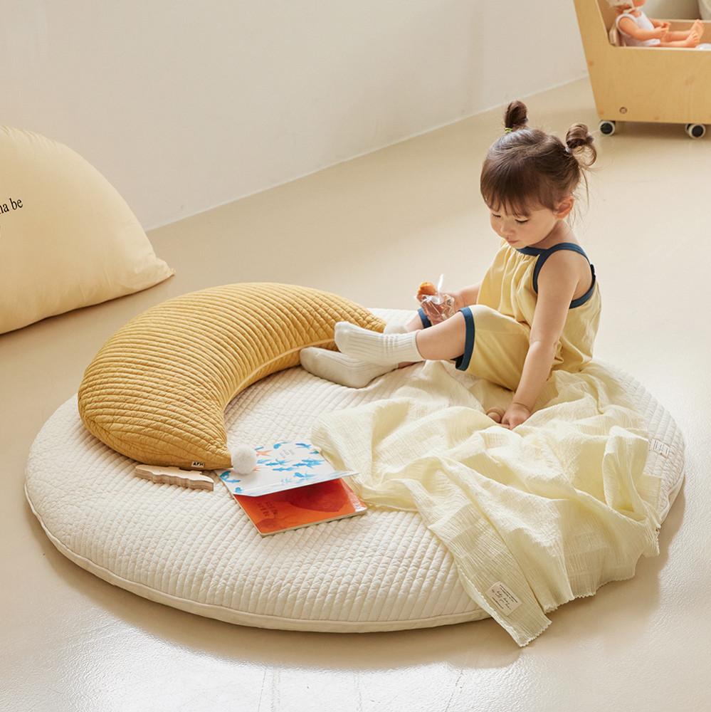 고밀도면 100수 프릴 무형광 신생아 아기 유아 원형 러그 목화솜 놀이매트 분리형