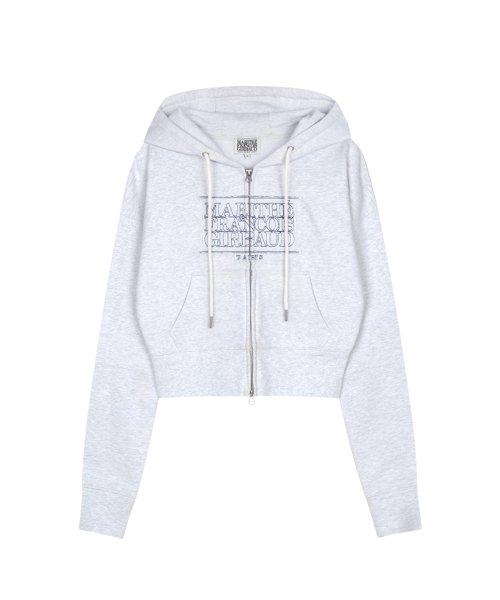 W CLASSIC LOGO CROP HOODIE ZIPUP light heather gray