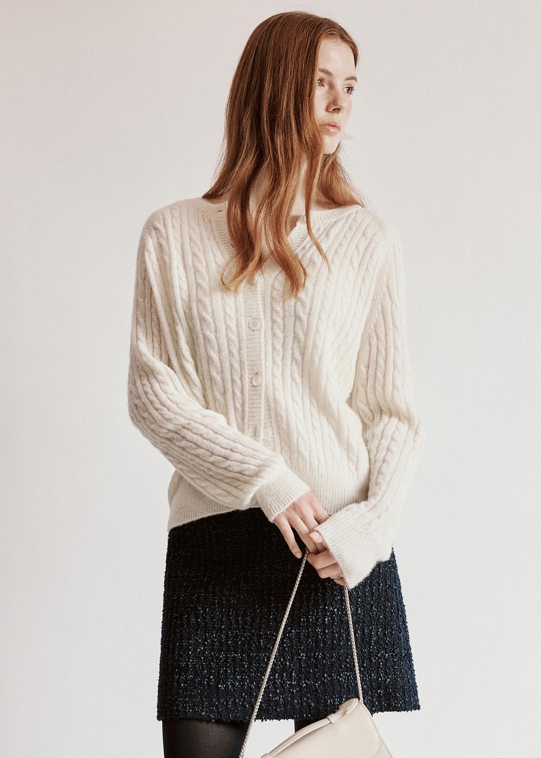 멜리 알파카 케이블 가디건