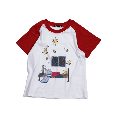 Sleeping Bed Raglan T-Shirt White Small Fit