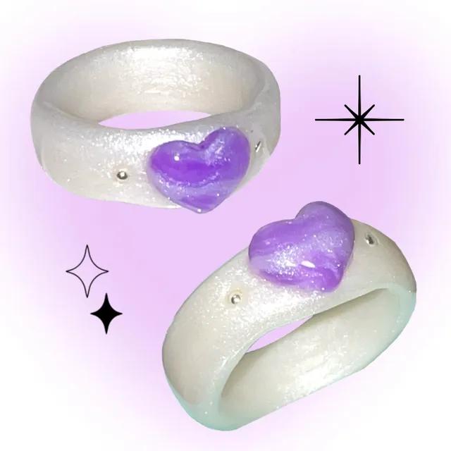 바이올렛 하트반지 / (Violet Heart Ring) 클레이링 Y2k