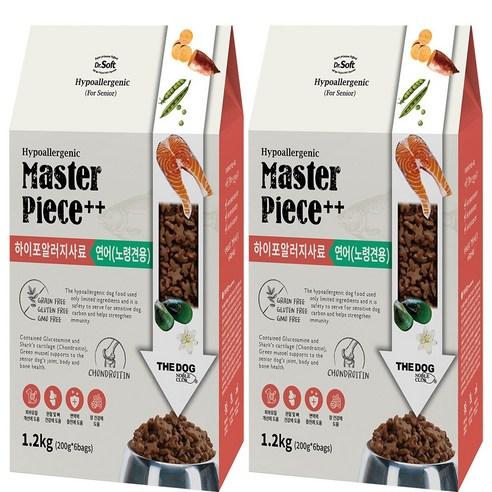 더독 노령견용 닥터소프트 명작 하이퍼 습식 사료 2p, 연어, 1.2kg, 2개