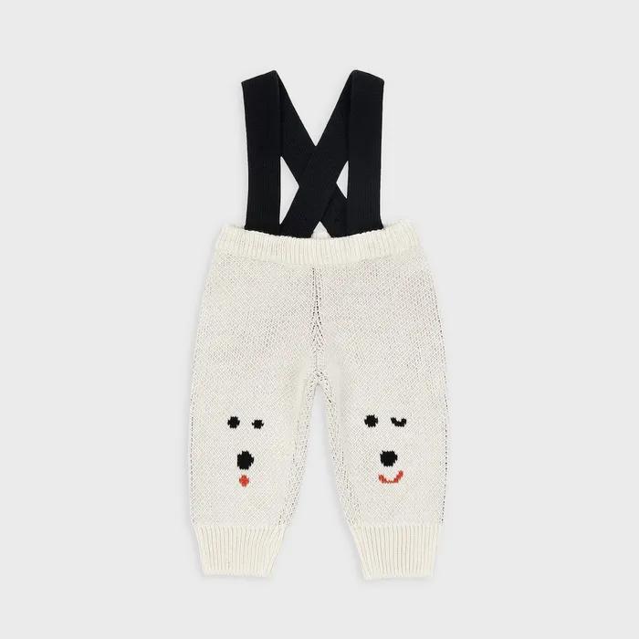 MOGU baby suspender knit pants cream