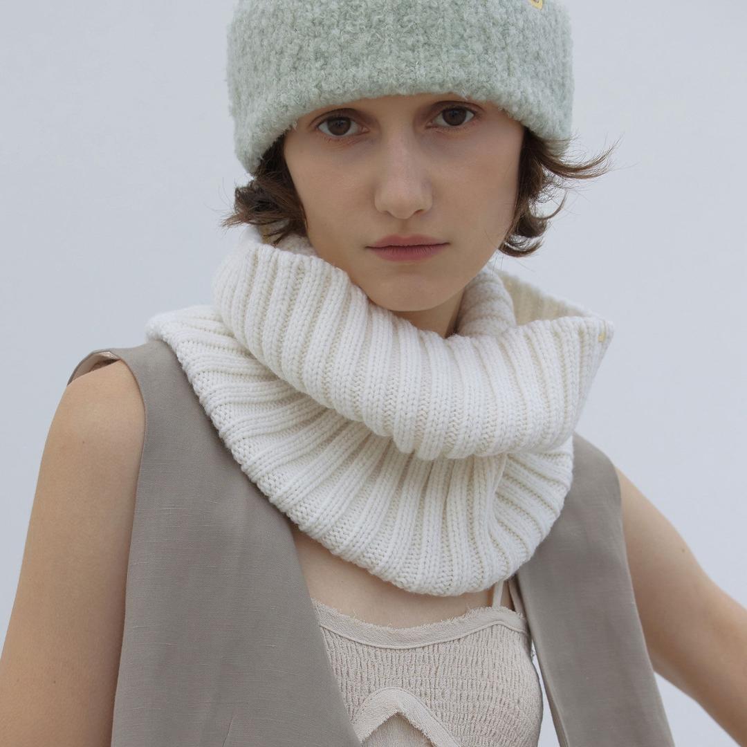 NECK WARMER / RIB / LAMBS WOOL / CREAM