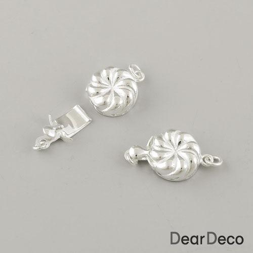 실버 회오리꽃 클래습(폭9mm) (1개)은부자재 원터치 잠금장식 s2205-22