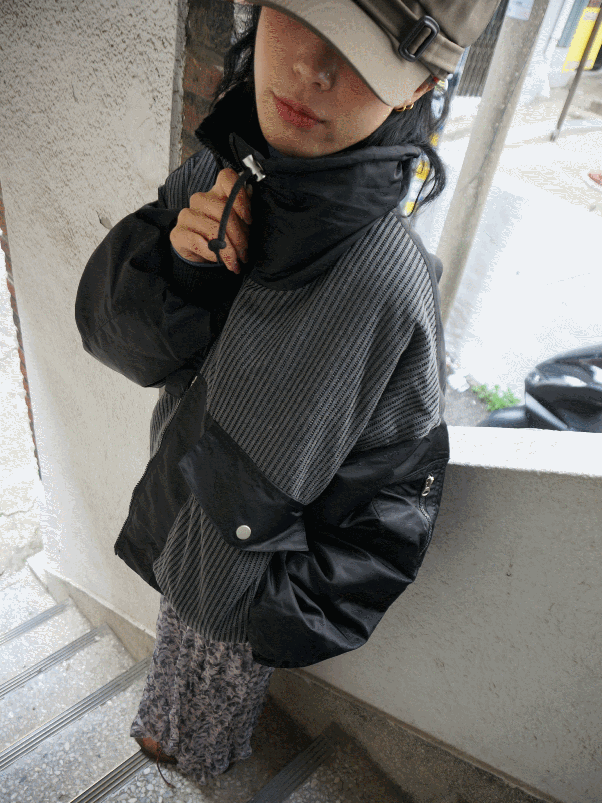 bomber high-neck jumper