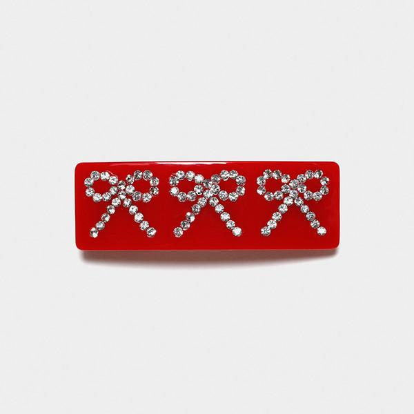 [ For PONYTAIL ] RIBBON RED CLIP PIN