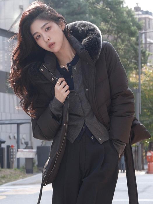 (CHARCOAL - 12/31 재입고) [유니,채랑 PICK] (2차 리오더) [단독기획] FOX FUR BELTED GOOSE DOWN [3COLORS]