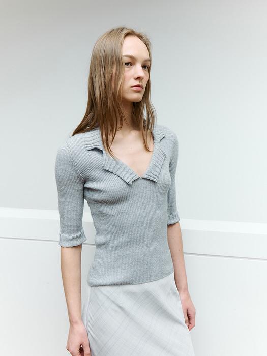 Double Collar Knit_Gray