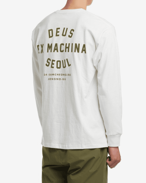 데우스 삼청 롱슬리브 티 SAMCHEONG L/S TEE (White-Rover Green)
