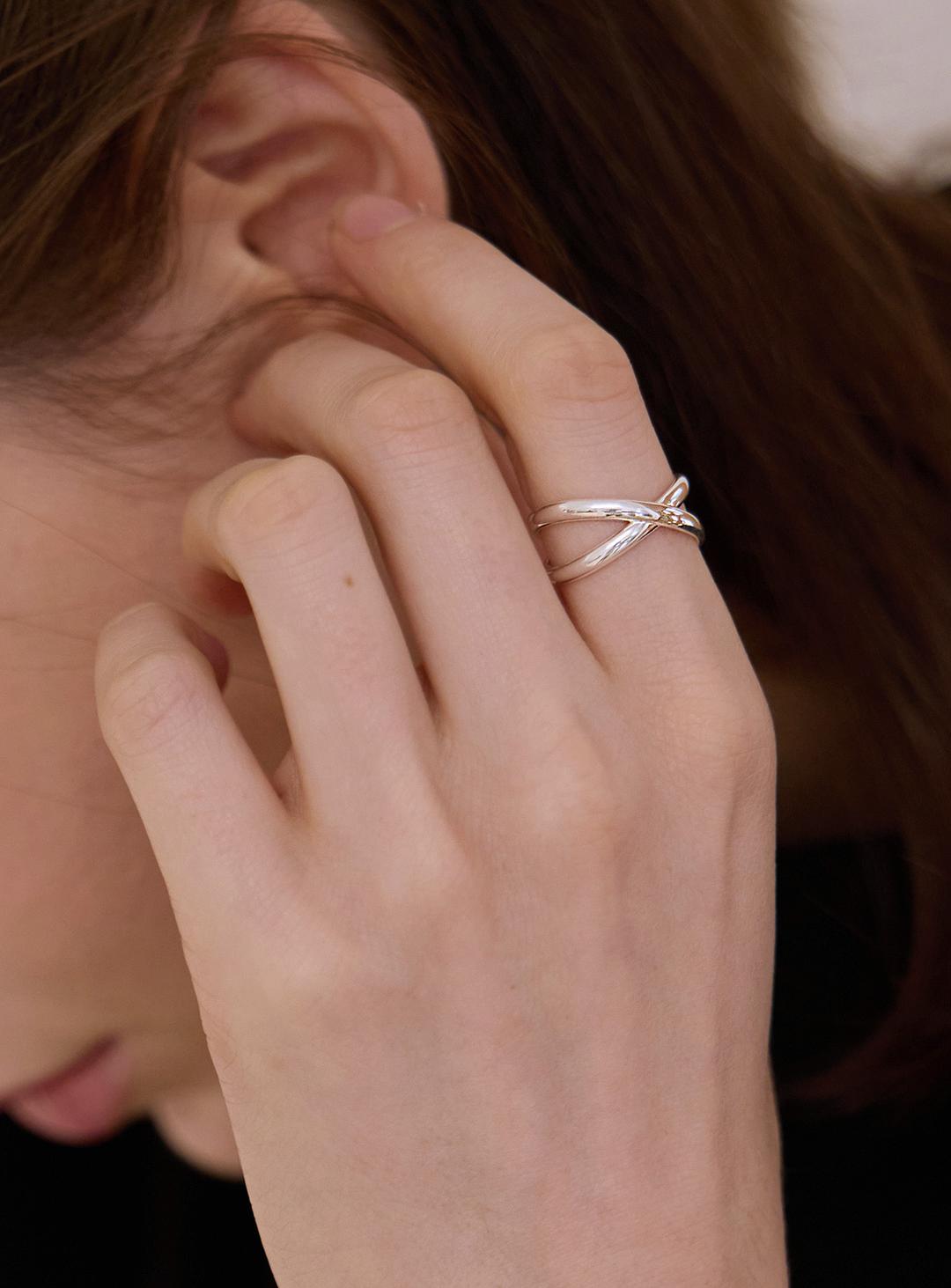 [설윤,최희진,곽선영,예인착용][실버925] 플린 크로스 오픈 반지