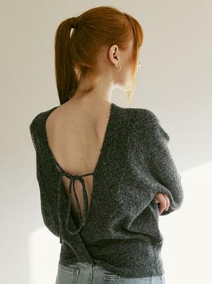 A 2 WAY DEEP V NECK KNIT_GREY