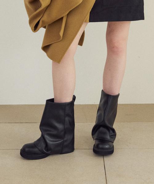 [리퍼브] KM270 핸드메이드 라운드 토우 레더 셔링 워머 미들 부츠 2Type l 4Colors