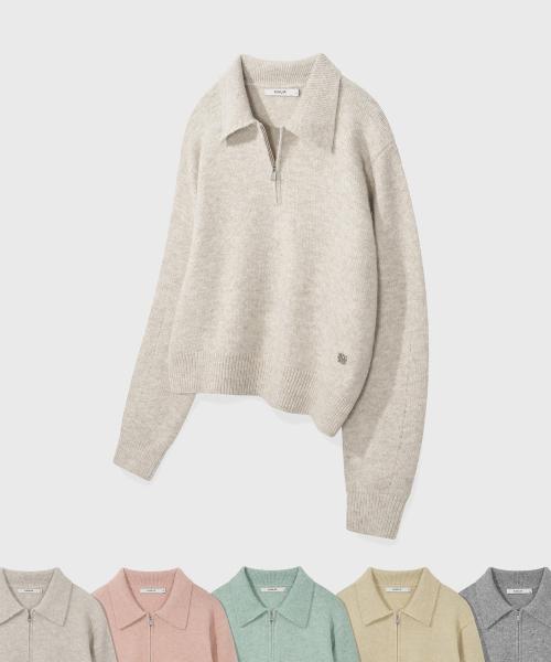 (우먼) 소프트 카라 하프 집업 니트_5 COLOR