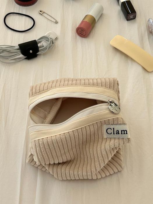 Clam round pouch _ Corduroy coconut