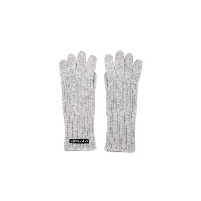 Wool Cash Gloves, Light Grey
