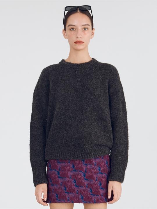 [삼일만]Boucle Oversized Sweater_Charcoal