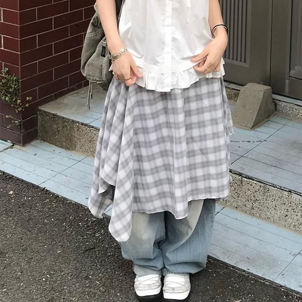 유루 체크 스커트 ( yuru check skirt )
