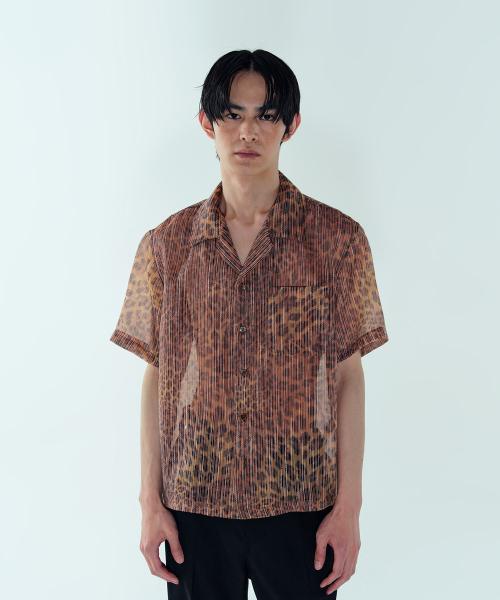 ITALIAN LEOPARD HALF SHIRT - BROWN
