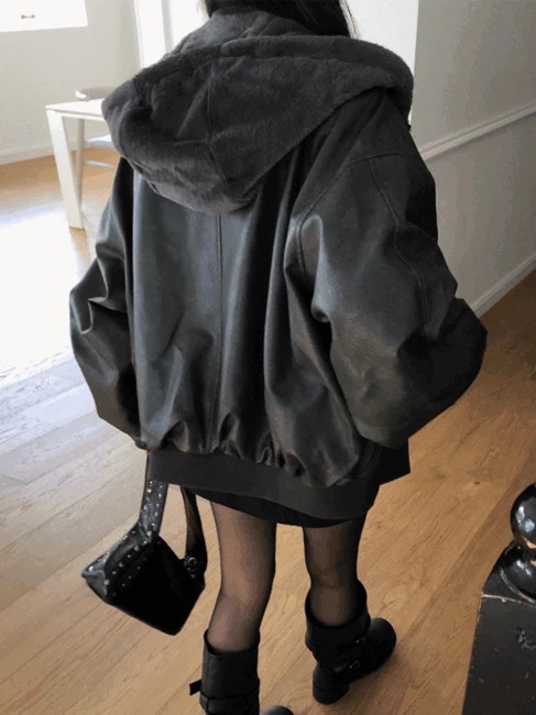 [ULAN PICK!/문의폭주🔥] 필리 밍크퍼 리버시블 후드 점퍼