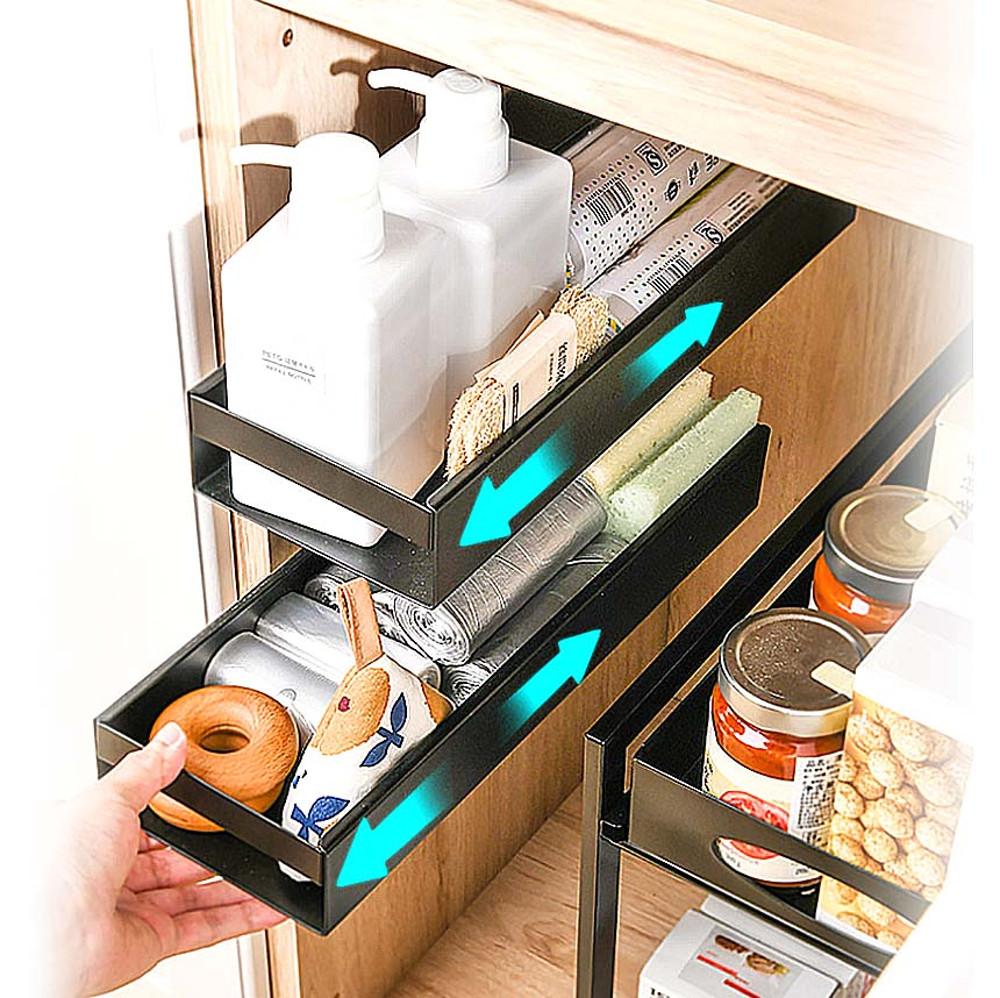 무타공 슬라이딩선반 슬라이드 틈새수납 레일 수납장 정리 주방 슬리이딩선반 소형