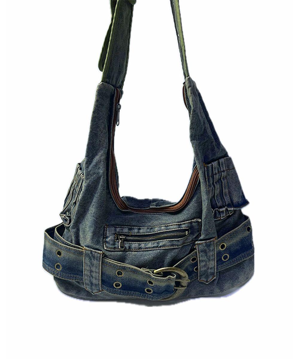 앤챈 0227 - Denim big belt shoulder bag