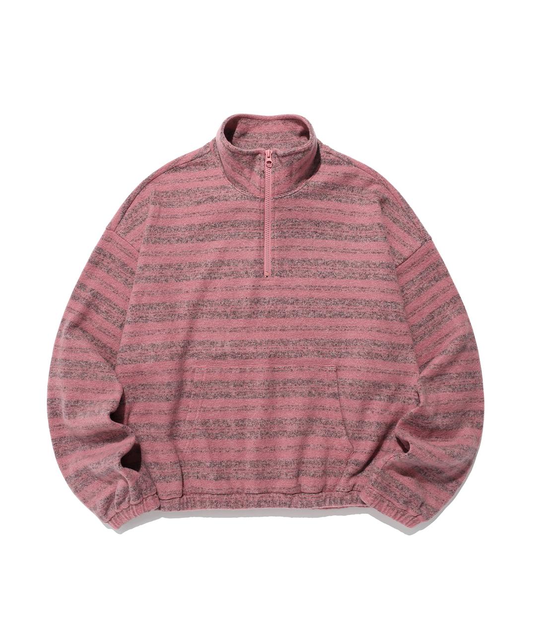 stripe half zip up_pink