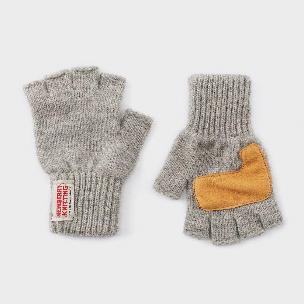 뉴베리니팅 사슴가죽 핑거리스장갑 - 그레이